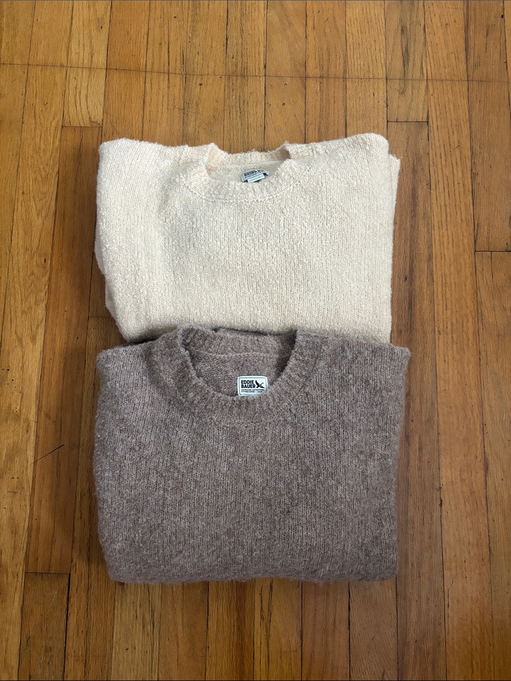 Eddie Bauer Cream and Taupe Crewneck Sweaters - 2-Pack